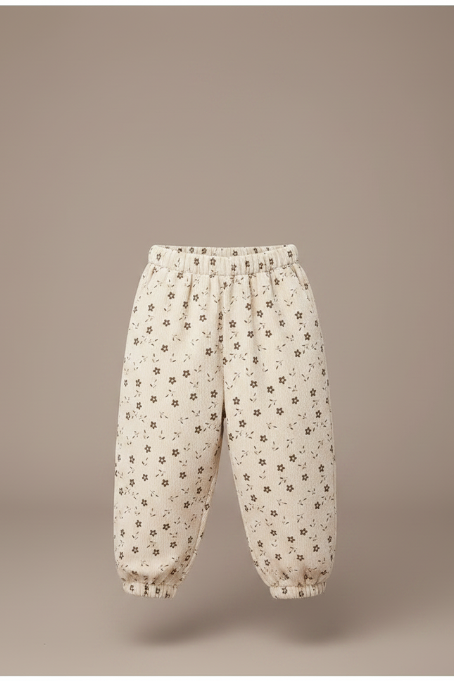 Pantalon Velours Beige Ample Imprimé Floral Enfant - Cordé - vue 3
