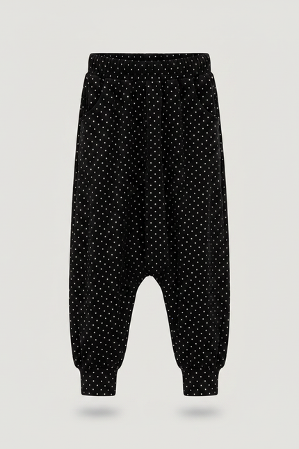 Pantalon Velours Noir Ample Points Blancs Garçon - vue 3