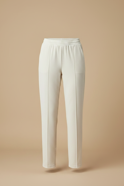 Pantalon Velours Crème Droit Décontracté Femme - Beige - vue 3
