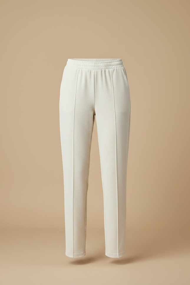 Pantalon Velours Crème Droit Décontracté Femme - Beige - vue 3