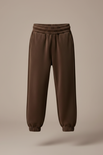 Pantalon Velours Marron Jogging Molletonné Doux Enfant - vue 3