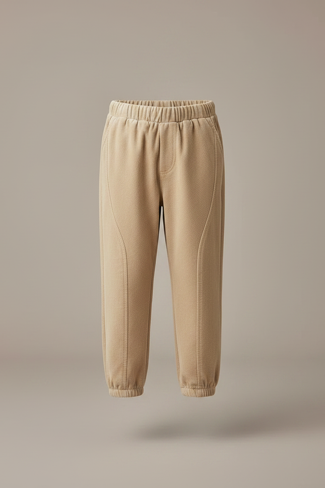 Pantalon Velours Beige Enfant Doux Ample Décontracté - vue 3