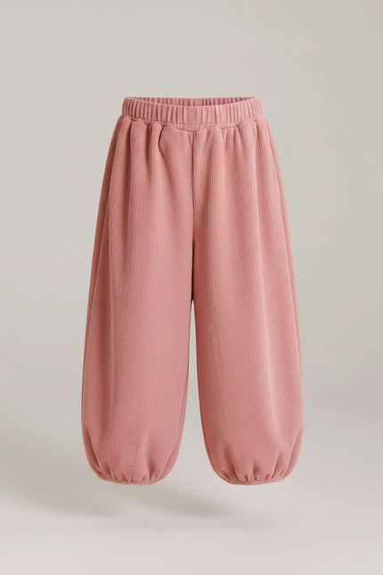 Pantalon Velours Rose Côtelé Ample Décontracté Enfant - vue 3