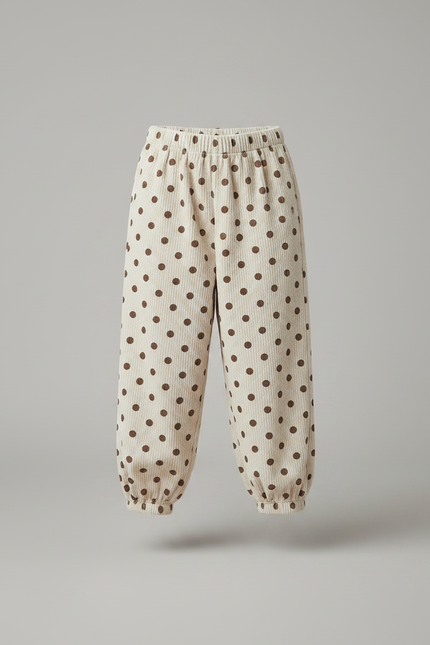 Pantalon Velours Imprimé Pois Ample Enfant Fille - Cordé - vue 3