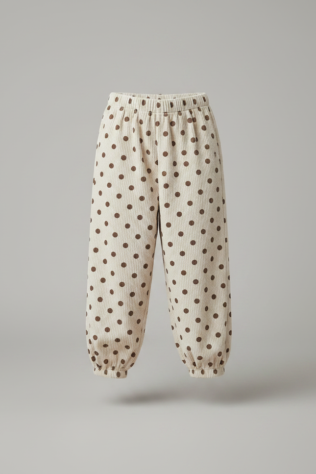 Pantalon Velours Imprimé Pois Ample Enfant Fille - Cordé - vue 3