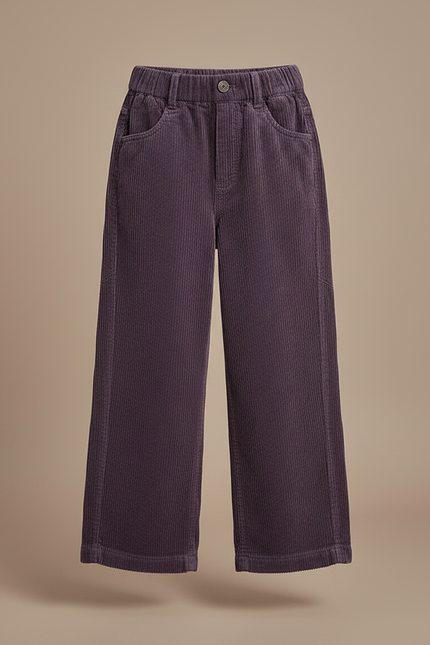 Pantalon Velours Violet Côtelé Ample Droit Enfant - vue 3