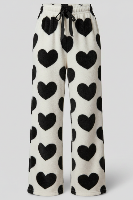 Pantalon Velours Cœurs Ample Doux Femme - Blanc - vue 3