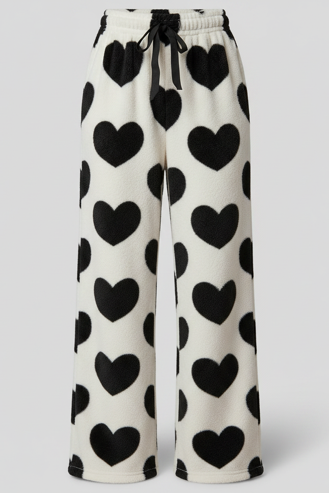 Pantalon Velours Cœurs Ample Doux Femme - Blanc - vue 3