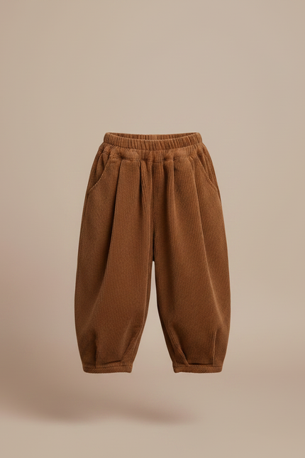 Pantalon Velours Côtelé Marron Ample Enfant Harun - Cordé - vue 3