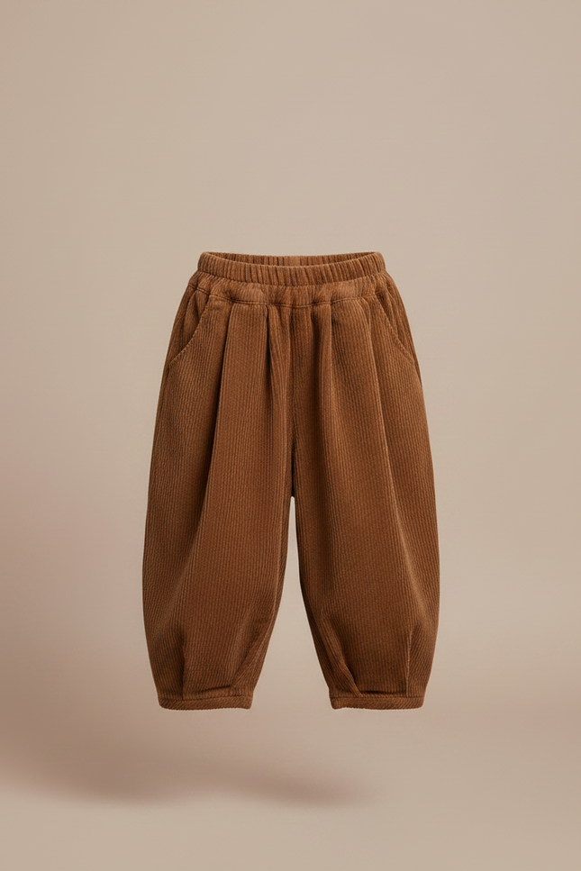 Pantalon Velours Côtelé Marron Ample Enfant Harun - Cordé - vue 3