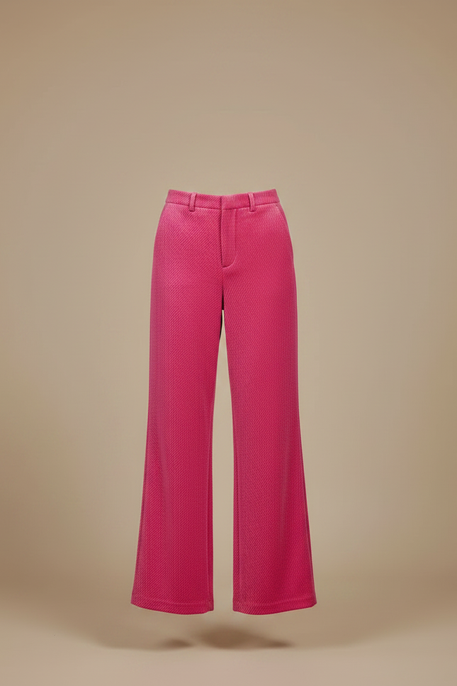 Pantalon Velours Fuschia Large Côtelé Élégant Femme - Rose Cordé - vue 3
