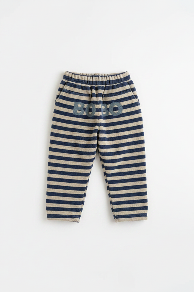Pantalon Velours Rayé Bleu Marine Enfant Doux Chaud