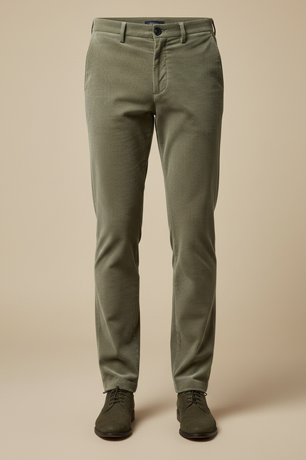 Pantalon Velour Vert Homme - Kaki Cordé - vue 3
