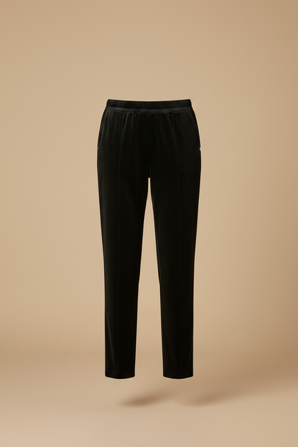 Pantalon Velours Noir Coupe Droite Décontracté Femme - vue 2