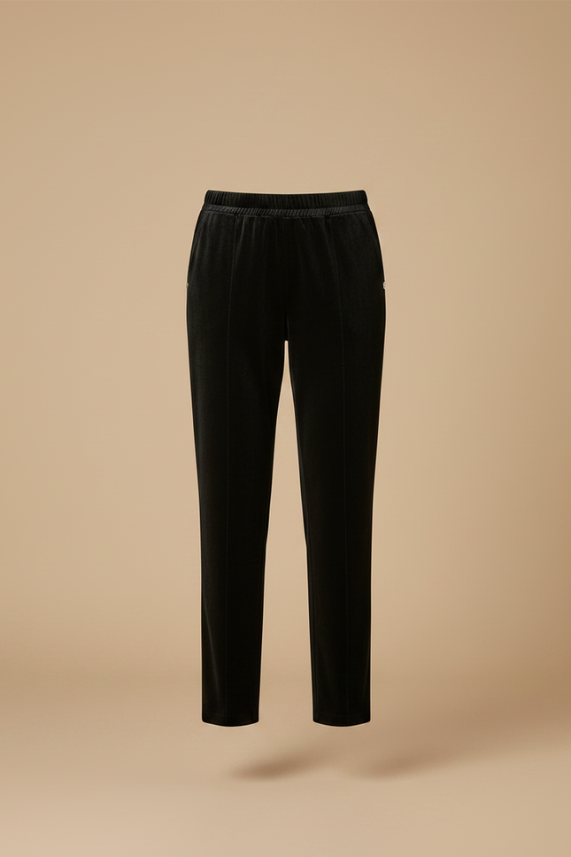 Pantalon Velours Noir Coupe Droite Décontracté Femme - vue 2