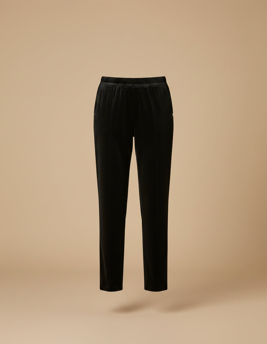 Pantalon Velours Noir Coupe Droite Décontracté Femme - vue 2