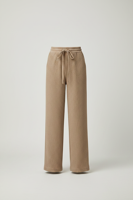 Pantalon Velours Côtelé Ample Beige Décontracté Femme - Cordé - vue 3