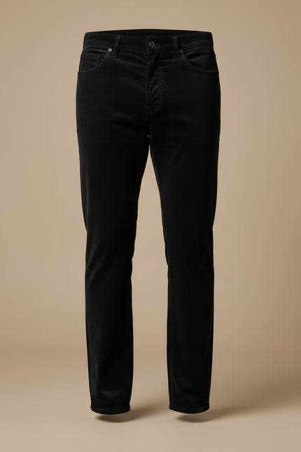 Pantalon Velour Slim - Noir Cordé - vue 3