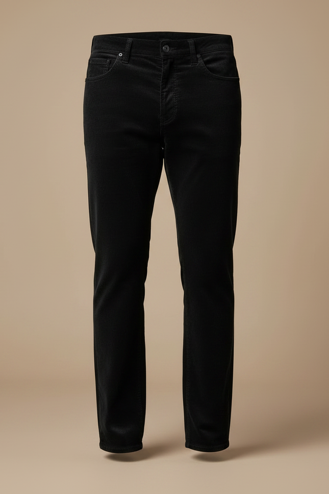 Pantalon Velour Slim - Noir Cordé - vue 3