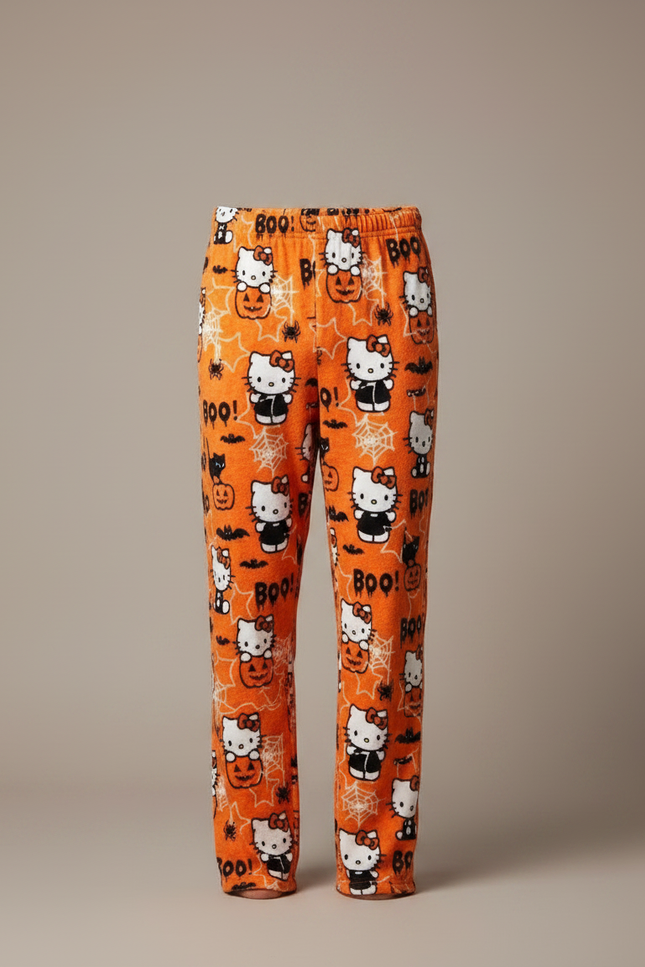 Pantalon Velours Orange Hello Kitty Halloween Décontracté - vue 3