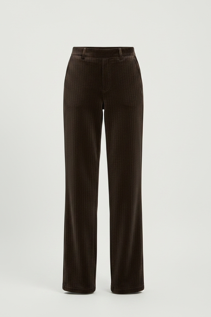 Pantalon Velours Marron Côtelé Ample Femme Élégant - Cordé - vue 3