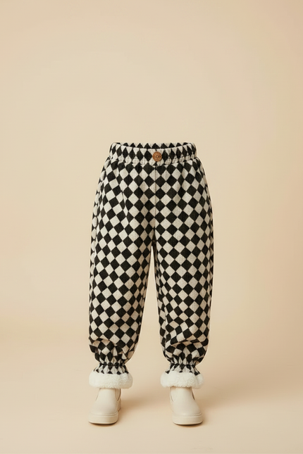 Pantalon Velours Imprimé Carreaux Doublé Polaire Enfant - vue 3