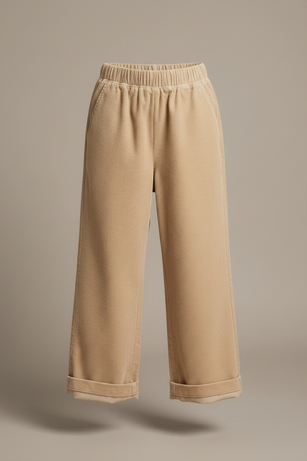 Pantalon Velours Beige Côtelé Ample Élastique Enfant - Cordé - vue 3