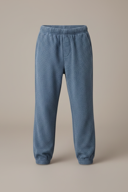 Pantalon Velours Côtelé Enfant Bleu Doux Élastique - vue 3