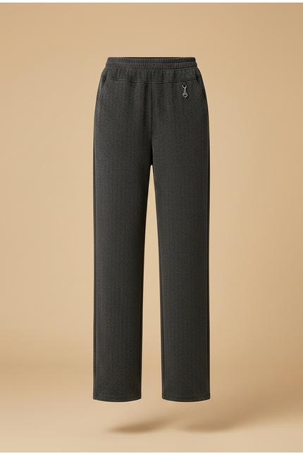 Pantalon Velours Droit Gris Chiné Élastique Décontracté Femme - vue 3