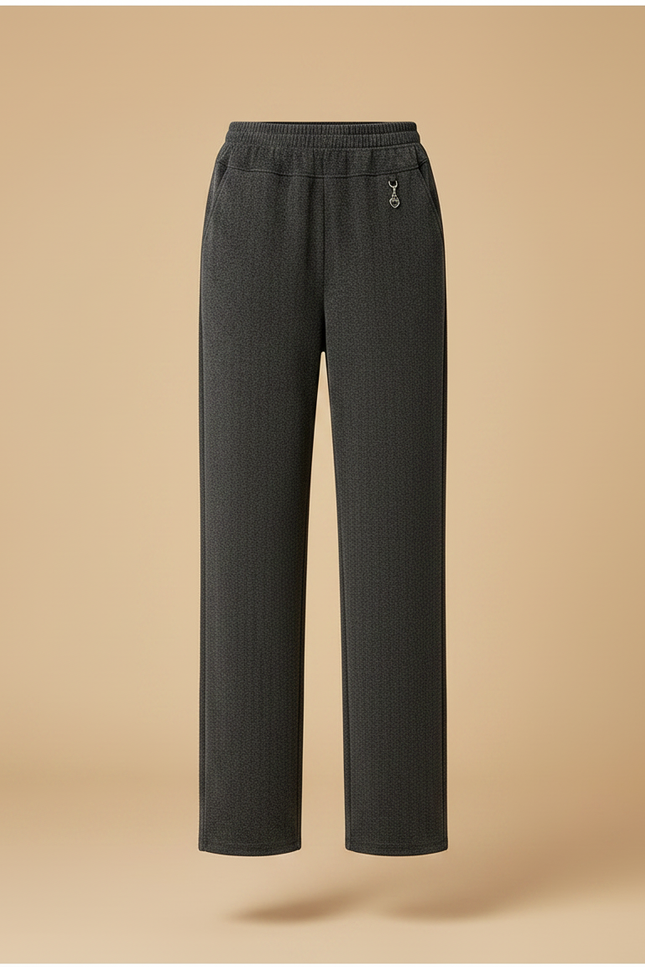 Pantalon Velours Droit Gris Chiné Élastique Décontracté Femme - vue 3