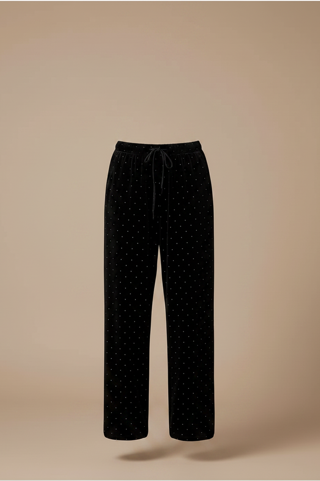 Pantalon Velours Noir Large Brillant Fluide Femme - vue 3