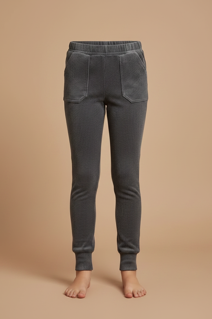 Pantalon Velours Côtelé Gris Enfant Confortable - Cordé - vue 3