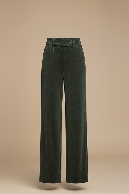 Pantalon Velours Côtelé Vert Ample Taille Haute Femme - Cordé - vue 3