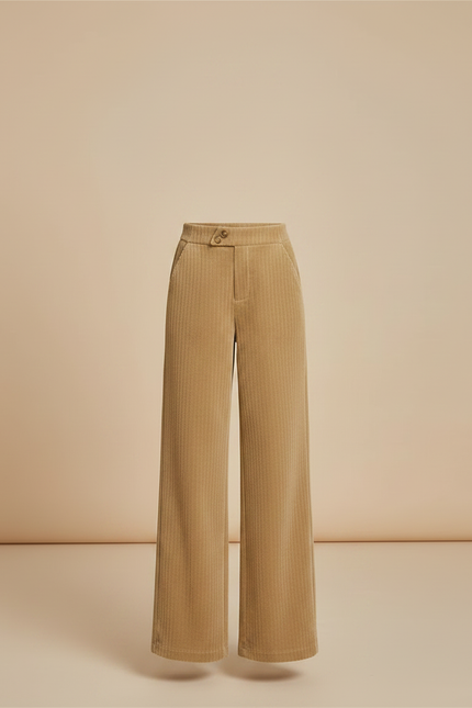 Pantalon Velours Beige Côtelé Large Droit Fille - vue 3
