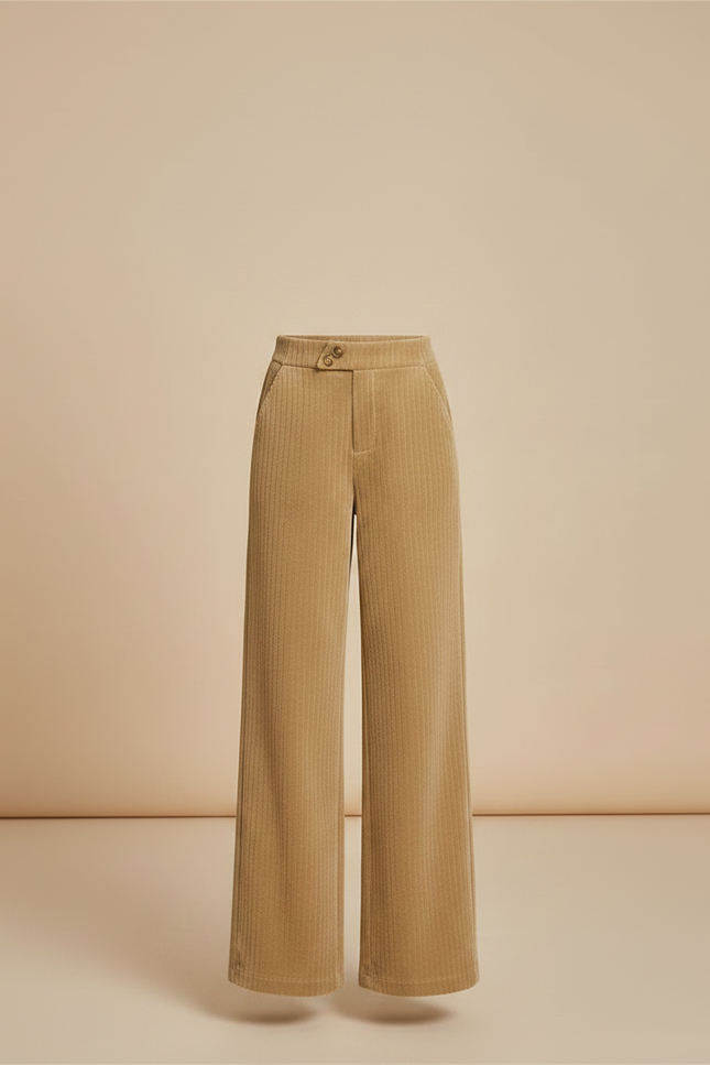Pantalon Velours Beige Côtelé Large Droit Fille - vue 3