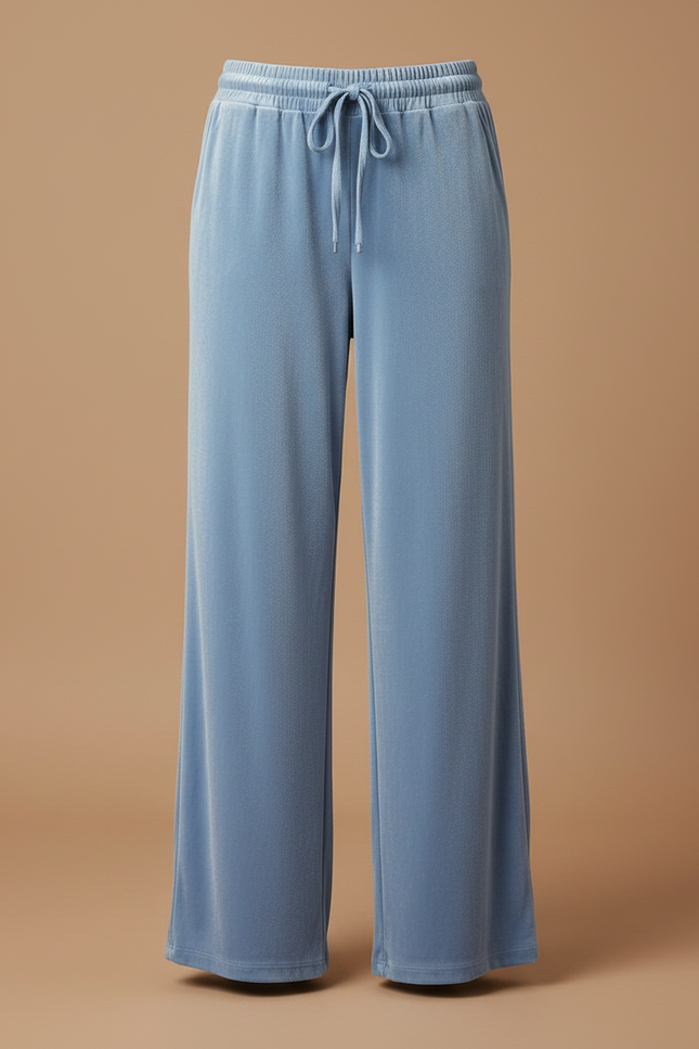 Pantalon Velours Bleu Ciel Fluide Large Femme - vue 3