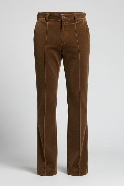Pantalon Velours Marron Évasé Côtelé Homme Élégant - vue 3
