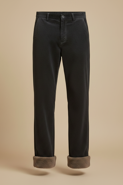 Pantalon Velours Côtelé Noir Ample Doublé Chaud - Cordé - vue 3