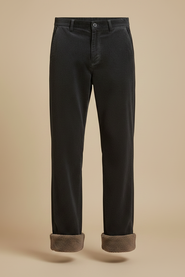 Pantalon Velours Côtelé Noir Ample Doublé Chaud - Cordé - vue 3