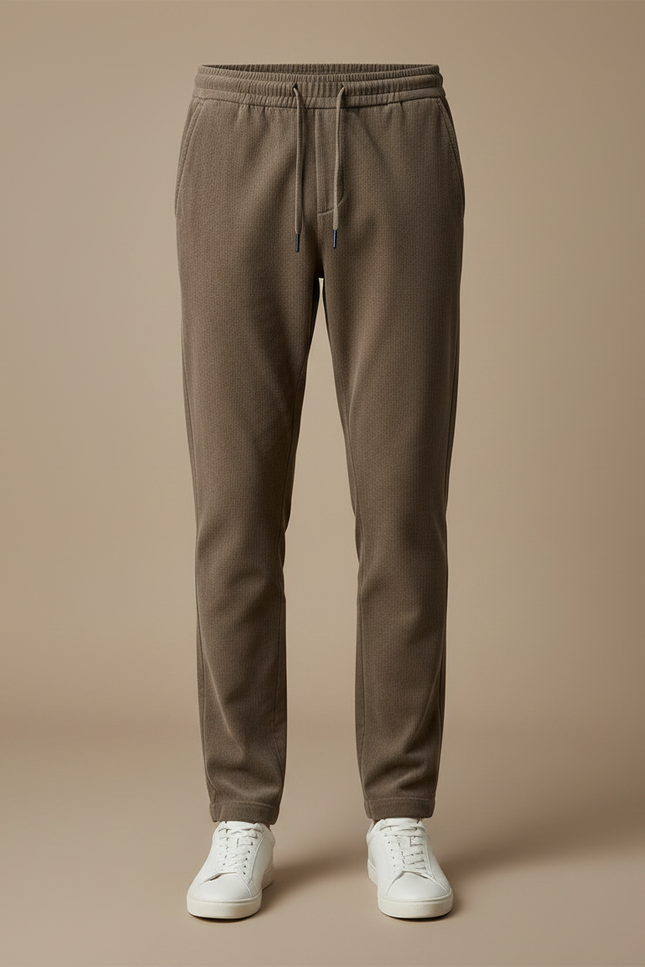 Pantalon Velours Marron Côtelé Décontracté Jogger Homme Cordon - Cordé - vue 3