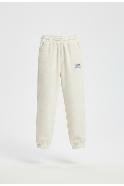 Pantalon Velours Côtelé Écru Décontracté Garçon Hiver - Beige Cordé - vue 3
