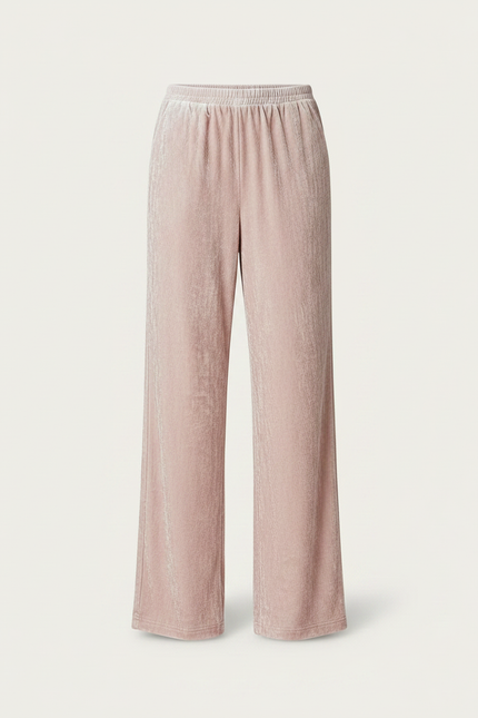 Pantalon Velours Rose Fluide Ample Élégant Femme - vue 3