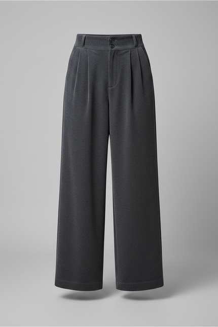 Pantalon Droit Velours Cotelé Femme - Gris Cordé - vue 3