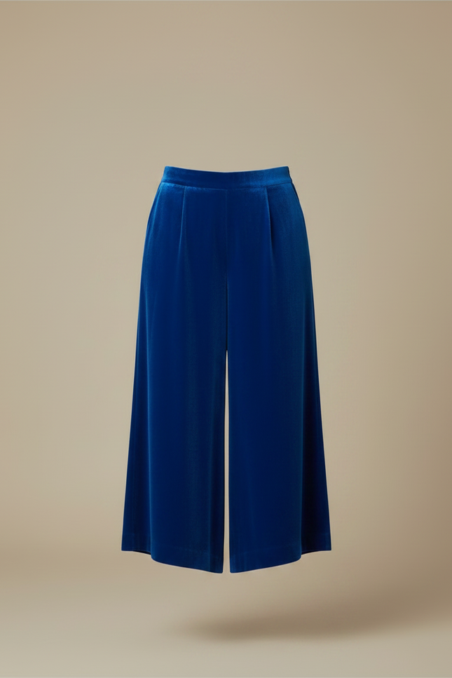 Pantalon Velours Bleu Royal Ample Fluide Élégant - vue 3