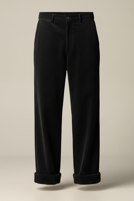 Pantalon Velours Noir Côtelé Ample Doublé Chaud Homme - vue 3