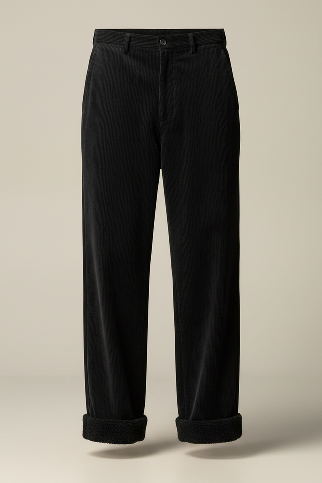 Pantalon Velours Noir Côtelé Ample Doublé Chaud Homme - vue 3