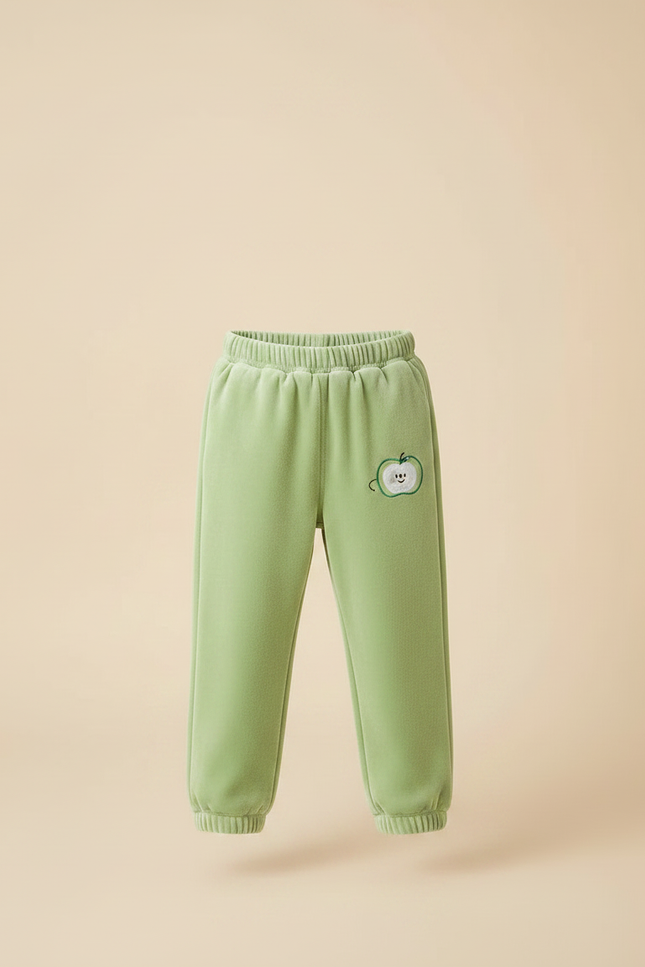 Pantalon Velours Vert Brodé Enfant Doux Confortable - vue 3