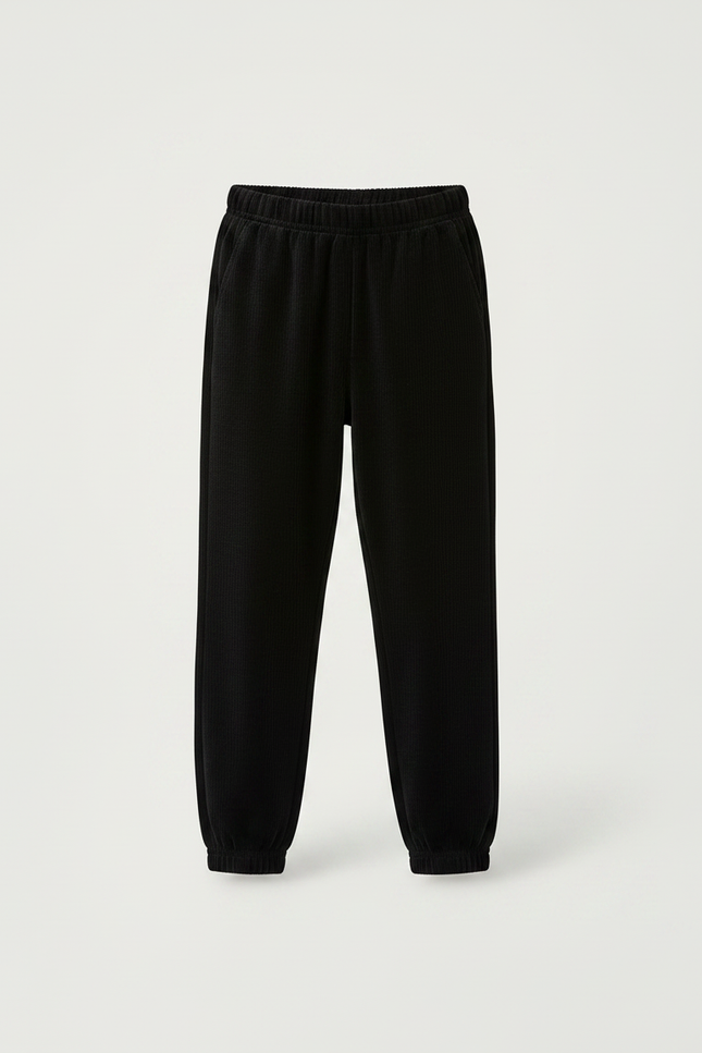 Pantalon Velours Noir Côtelé Décontracté Enfant - Cordé - vue 3