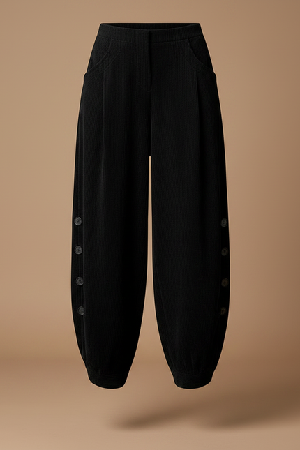 Pantalon Japonais En Velours - Noir Cordé - vue 3