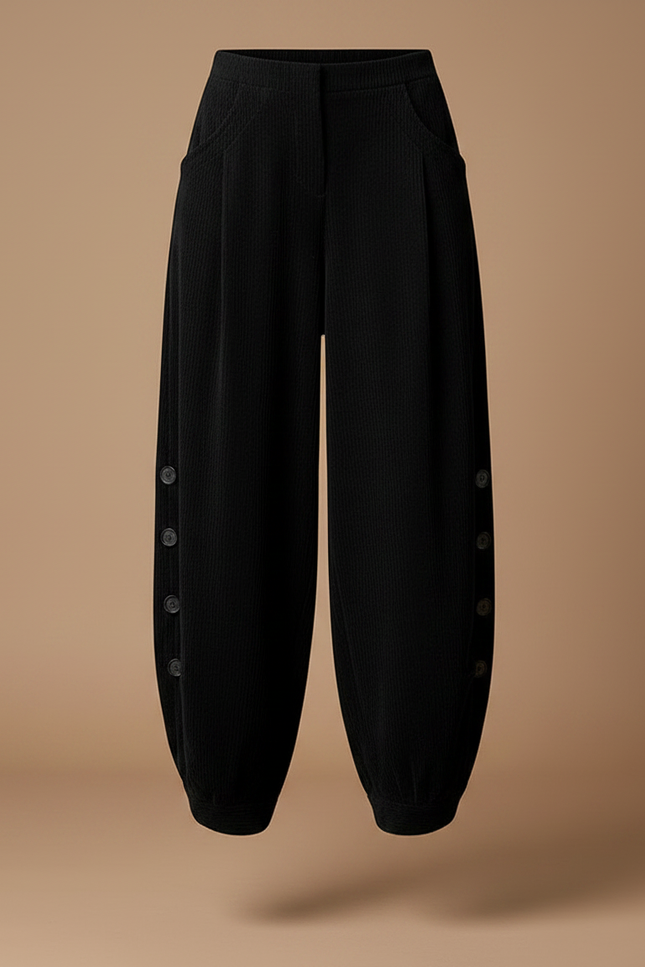 Pantalon Japonais En Velours - Noir Cordé - vue 3
